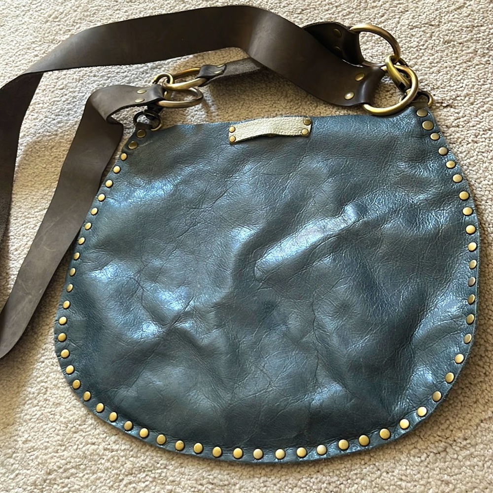 Light blue leather crossbody bag